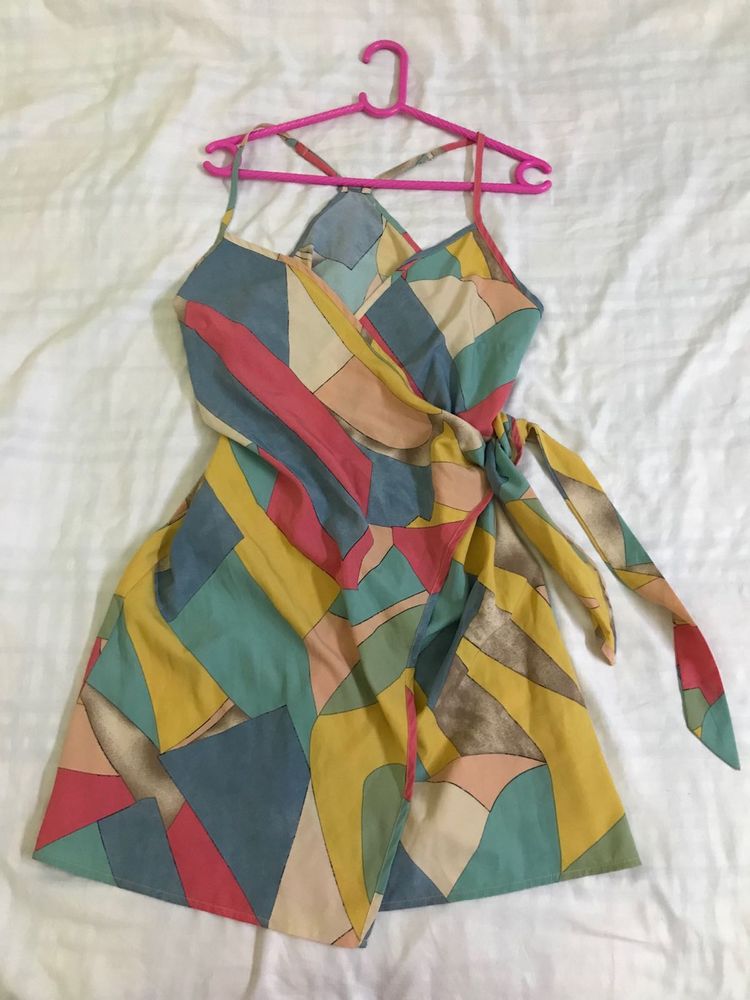 Multicoloured Wrap Dress Fits S/M