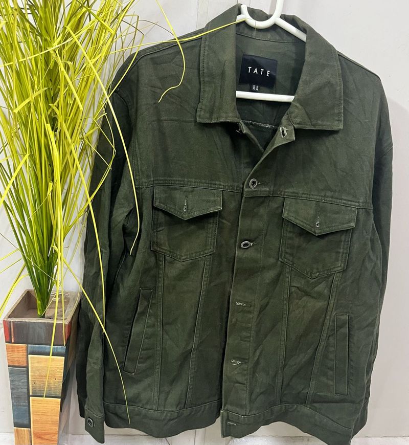 TATE Olive Green Denim Jacket