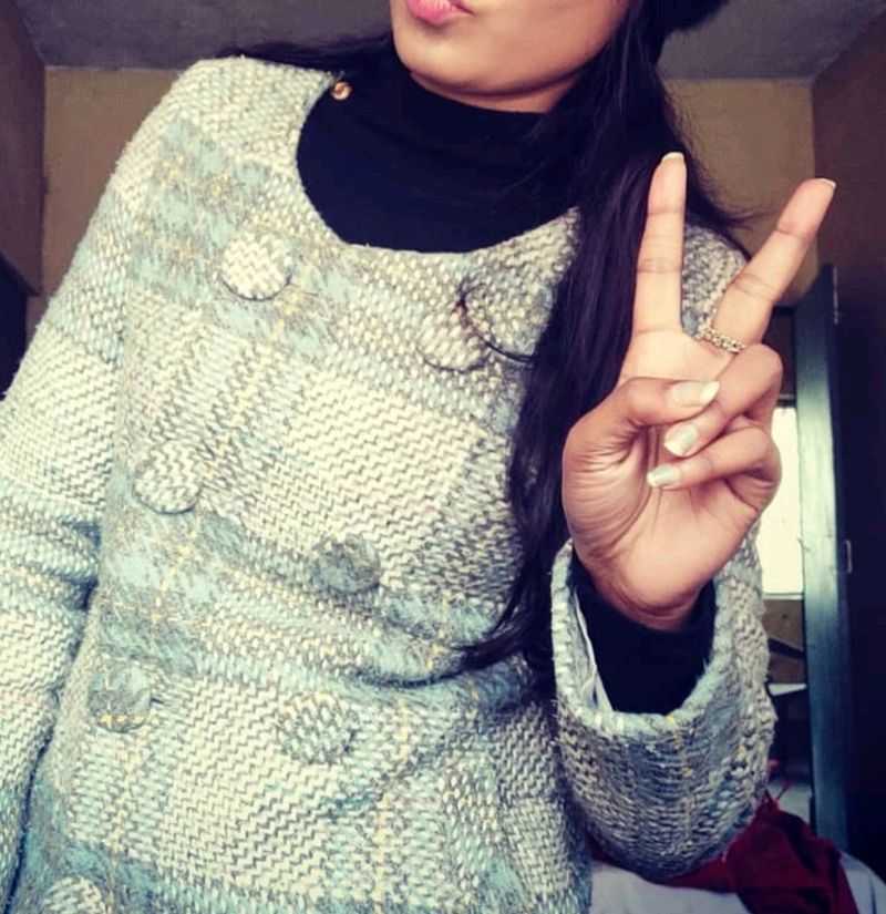 grey check pattern coat