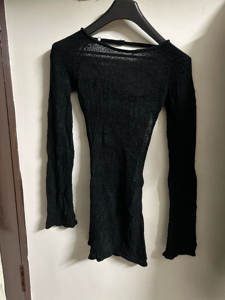 Sheer Black Long Sleeve Top
