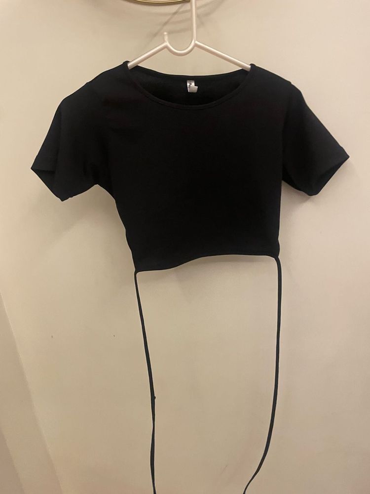 Black Crop Top with Ties