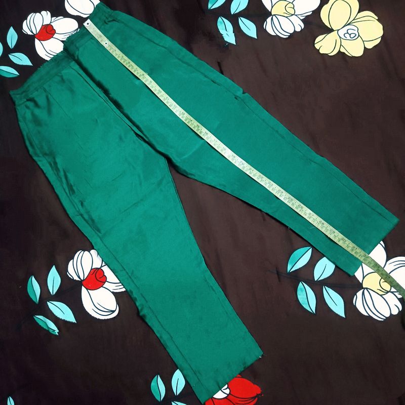 New Green Calf Length Straight Pant For Women🥳