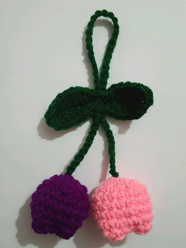 Crochet Two Tulip Charm Keychain