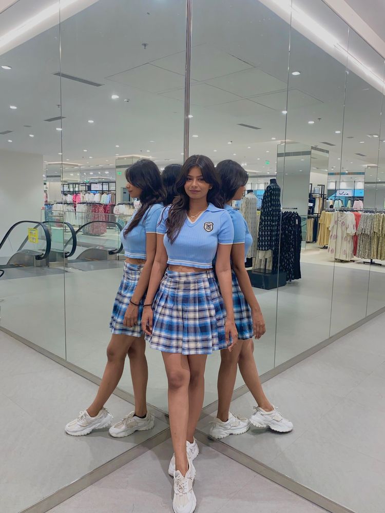 Blue Varsity crop top