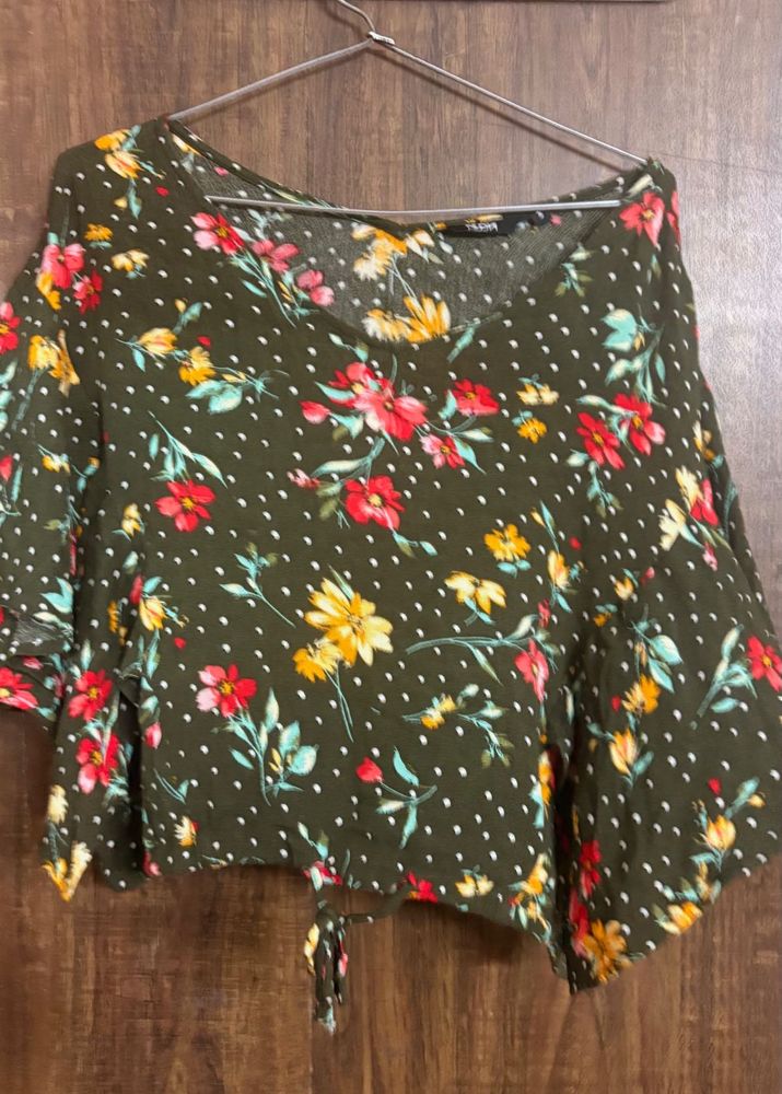 Floral Olive Green Top