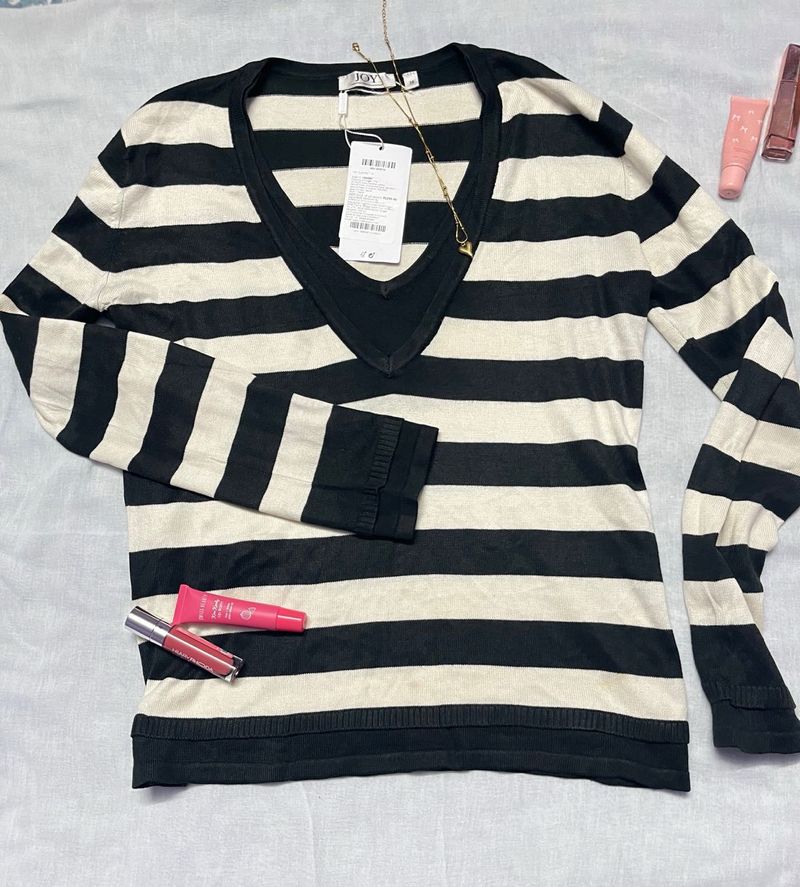 polka dot Striped V-Neck Top