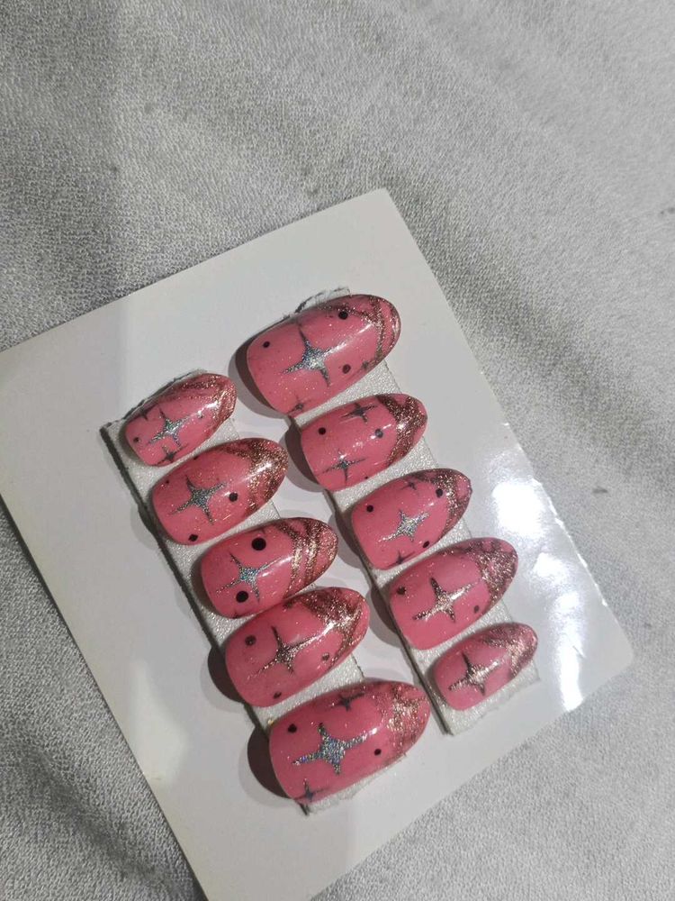 Pink Star Press-On Nails