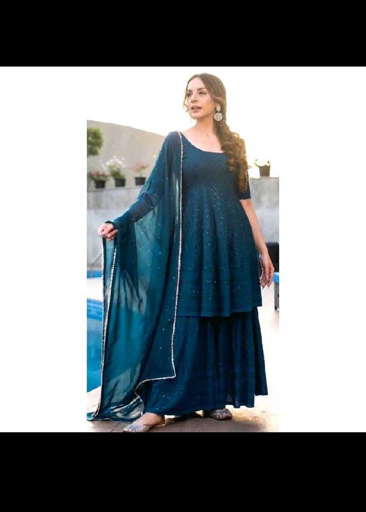 blur anarkali dupatta set 💙