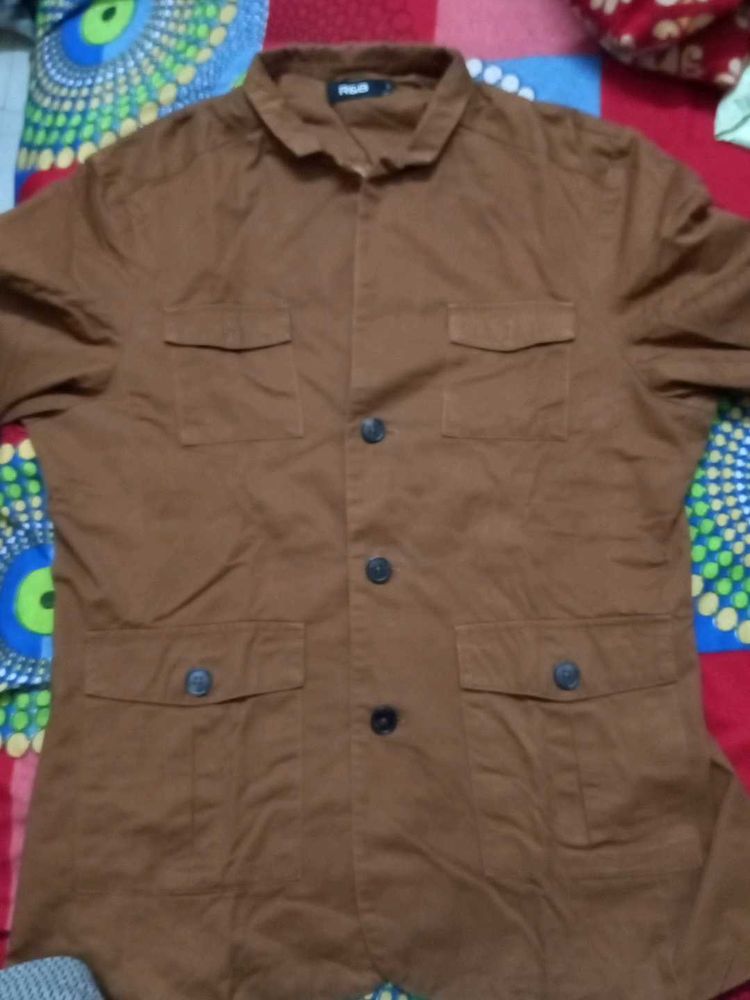 R&amp;G Brown Button-Up Thick Shirt