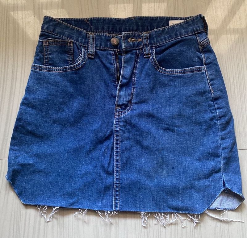 Denim Mini Skirt - Raw Hem