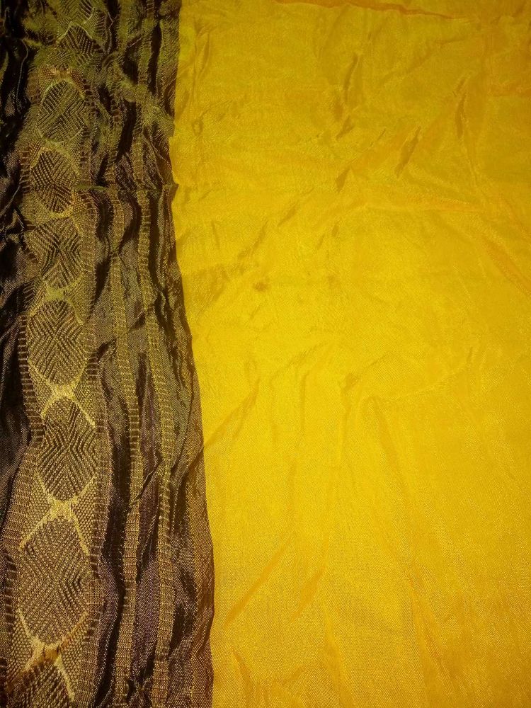 Yellow Patterned Fabric Saree