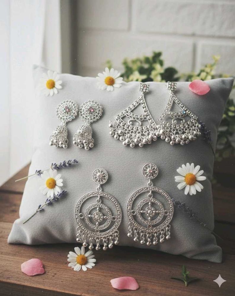 ✨SET OF 3✨Silver Jhumka Earring Se