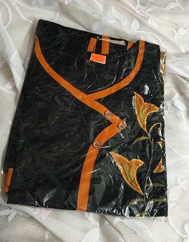 Black 🖤 Embroidery Kurta Knee Length