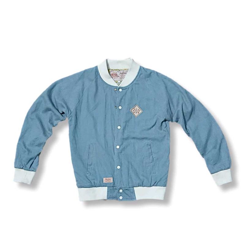 Vintage Sky Blue Varsity Bomber Jacket