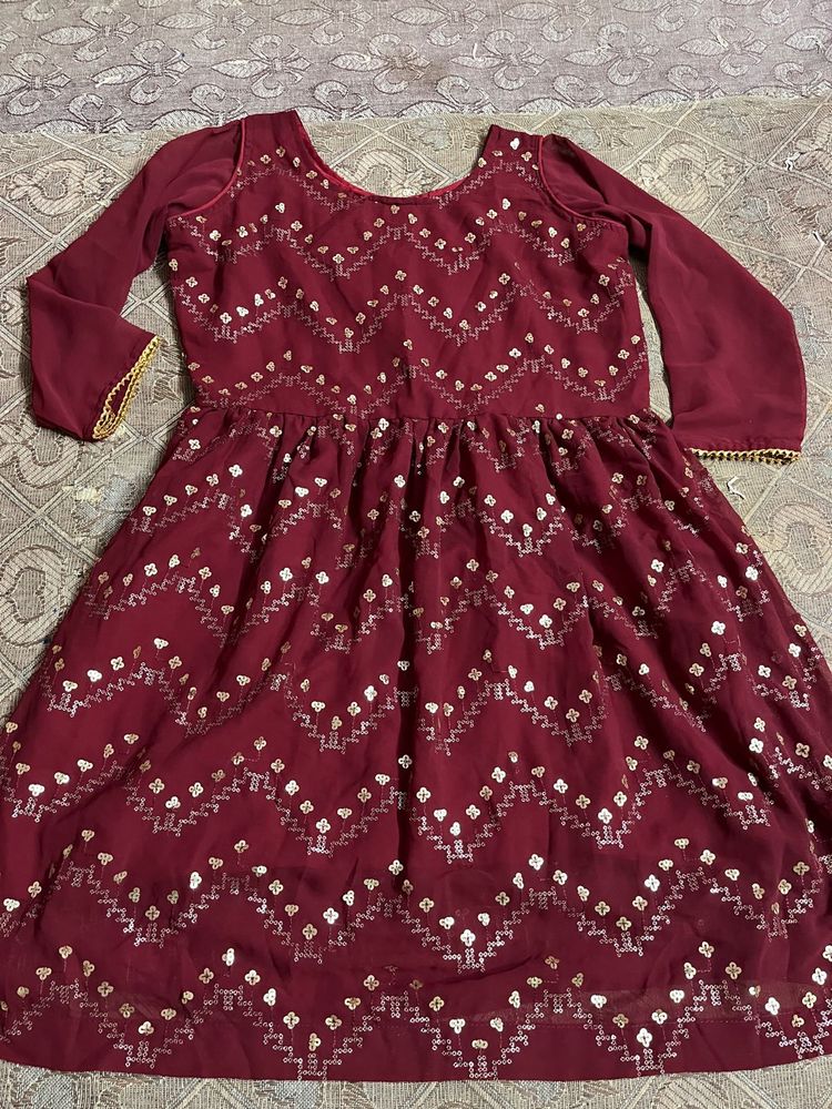 Maroon Unused Sharara Set