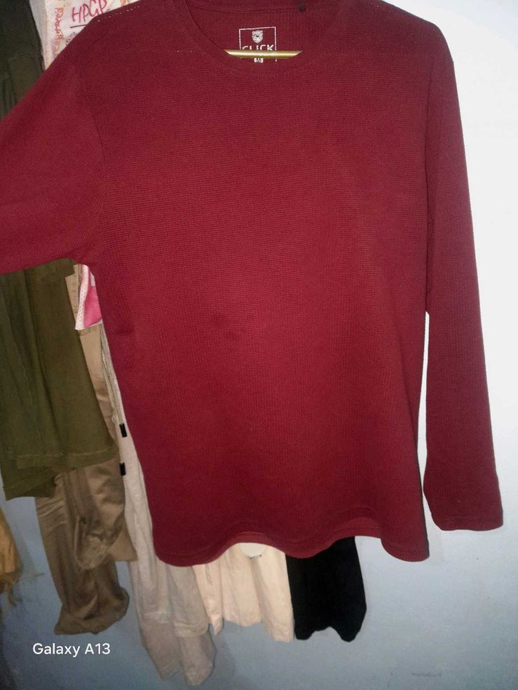 Click Burgundy Long Sleeve TShirt