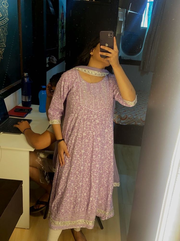 Elegant Lavender Kurta Set