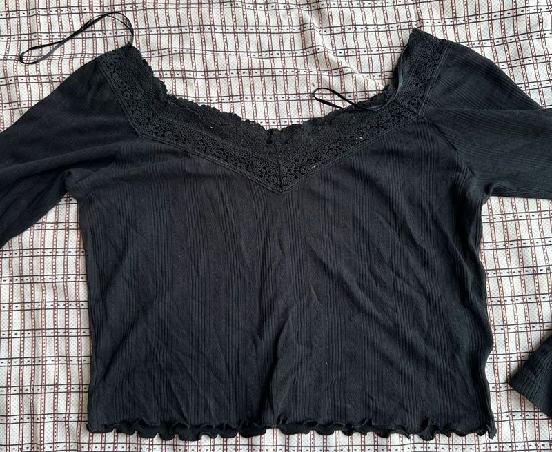 Black Lace Trim Top