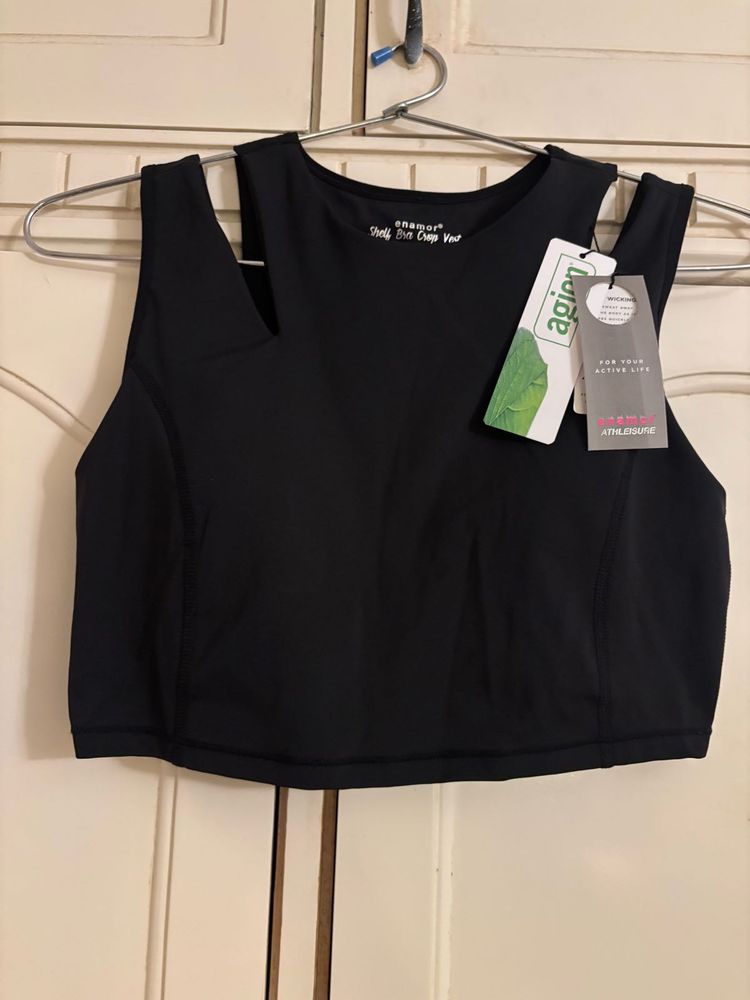 Enamor Black Sports Bra Crop Top