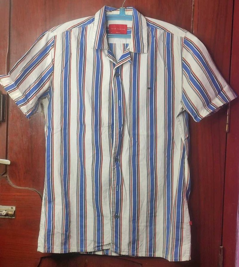 Peter England Striped Short Sleeve Shirt