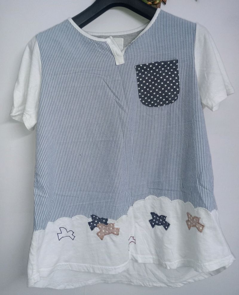 Cute White-Blue Top