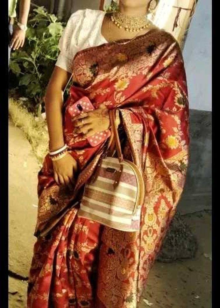 Elegant Red &amp; Gold Saree