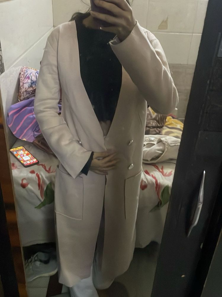 Elegant Light Pink Trench Coat