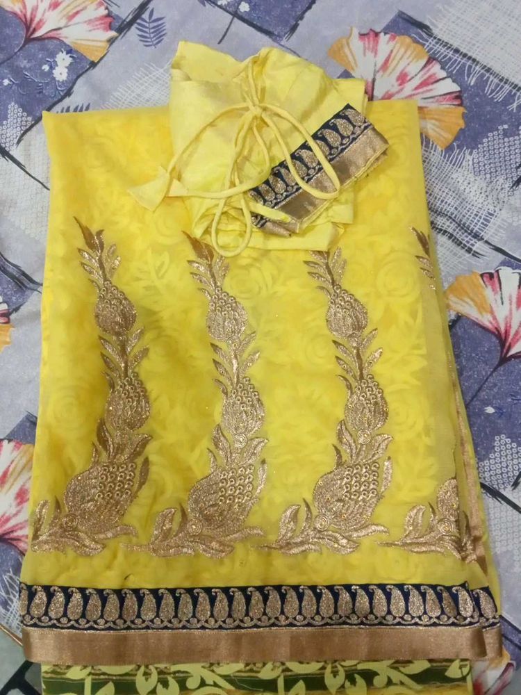 Yellow Embroidery Saree