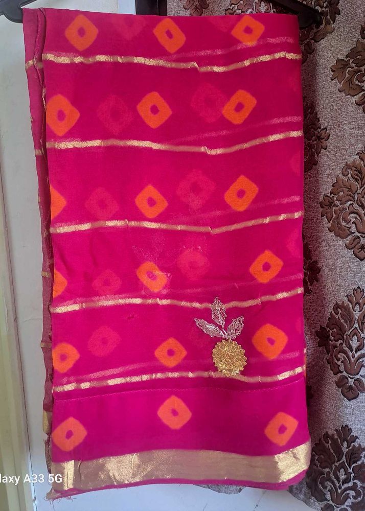 Pink Bandhani Saree