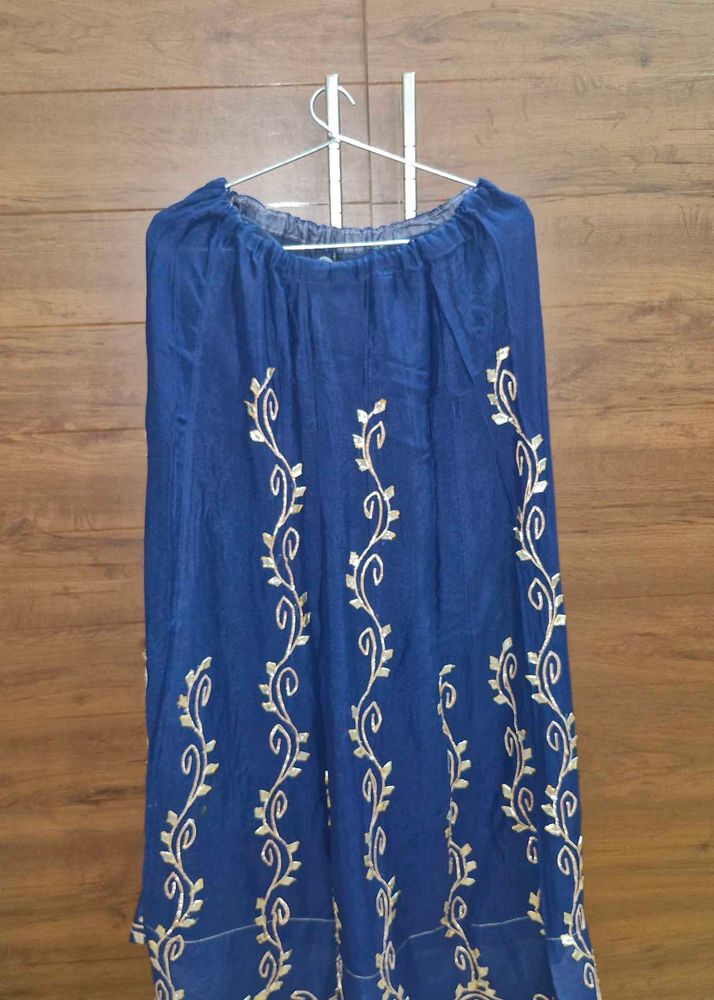 Blue Embroidered Ethnic Skirt