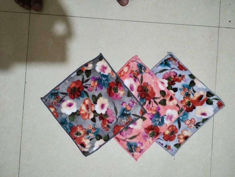 Flower Print Handkerchief For Women &amp; Girls 3 Pcs