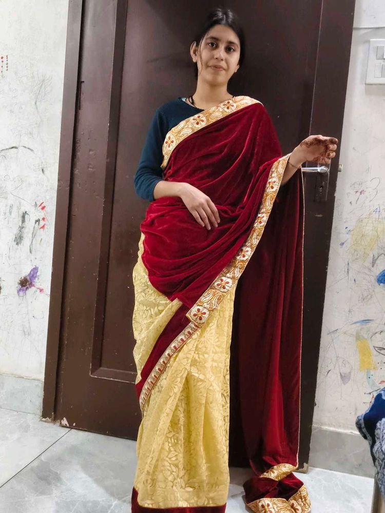Elegant Velvet Saree