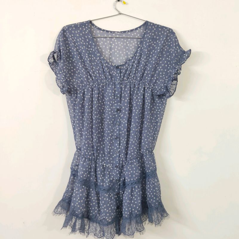 Korean imported blue starry night top