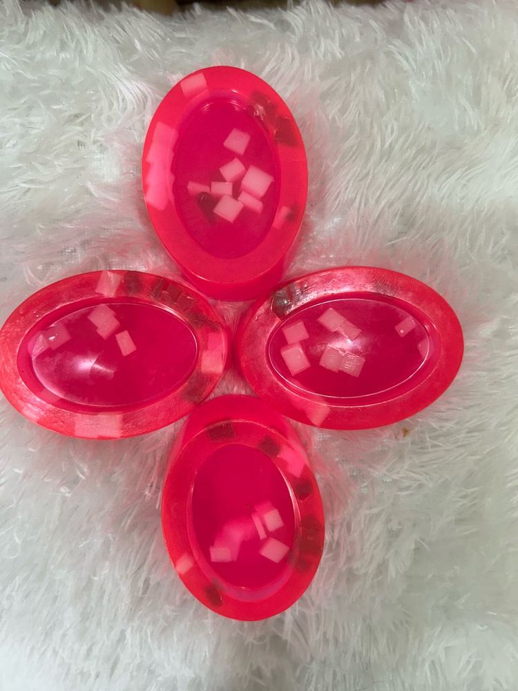 Handmade Pink  Rose Soap Set Of -4