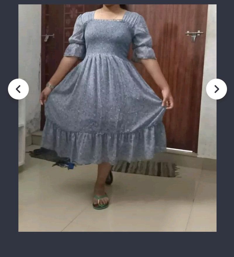 Grey Colour With Print Dress For Women