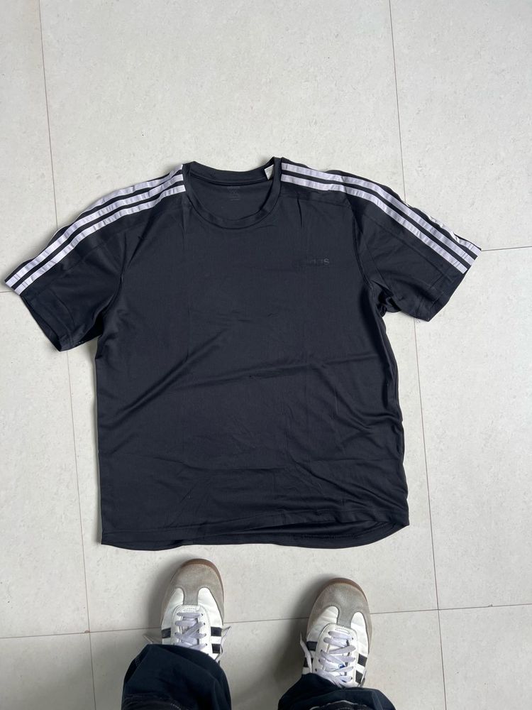 Adidas Black 3-Stripes Athletic T-Shirt