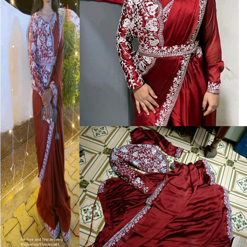 Ready To Wear Saree With Shrug Style Blouse