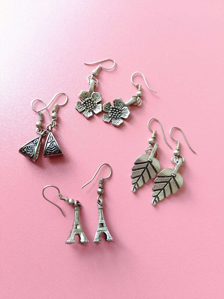 Silver Charm Earring Bundle Set Of 4