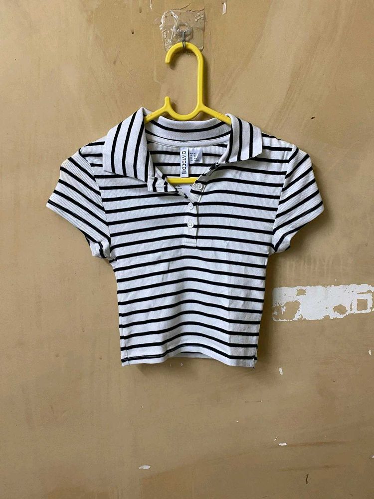 Ribbed Polo Top