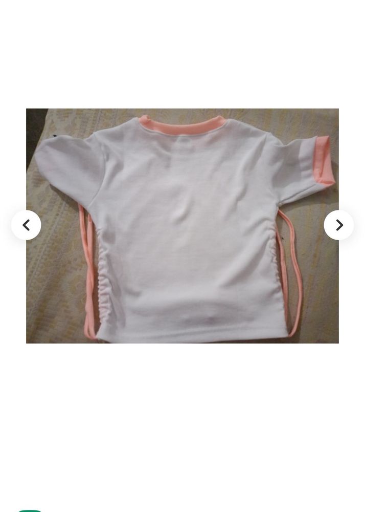 White &amp; Pink Ringer Tee