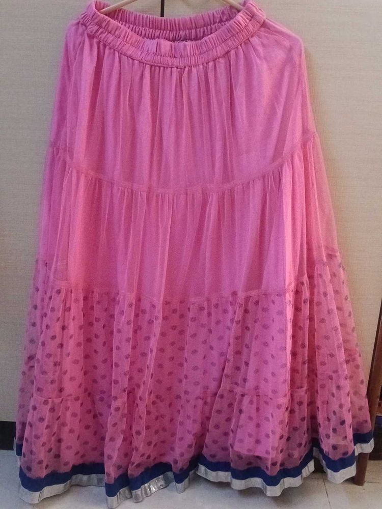 Pink Layered Ethnic Skirt