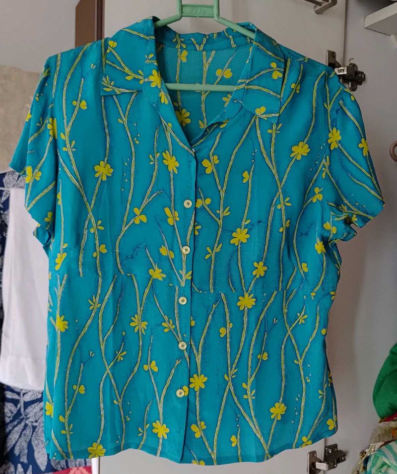 Vintage Floral Button-Down Top