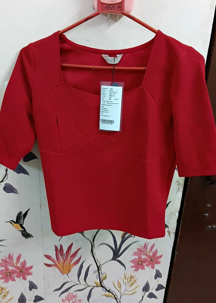 Small Size SAFFE brand Red Crop Top