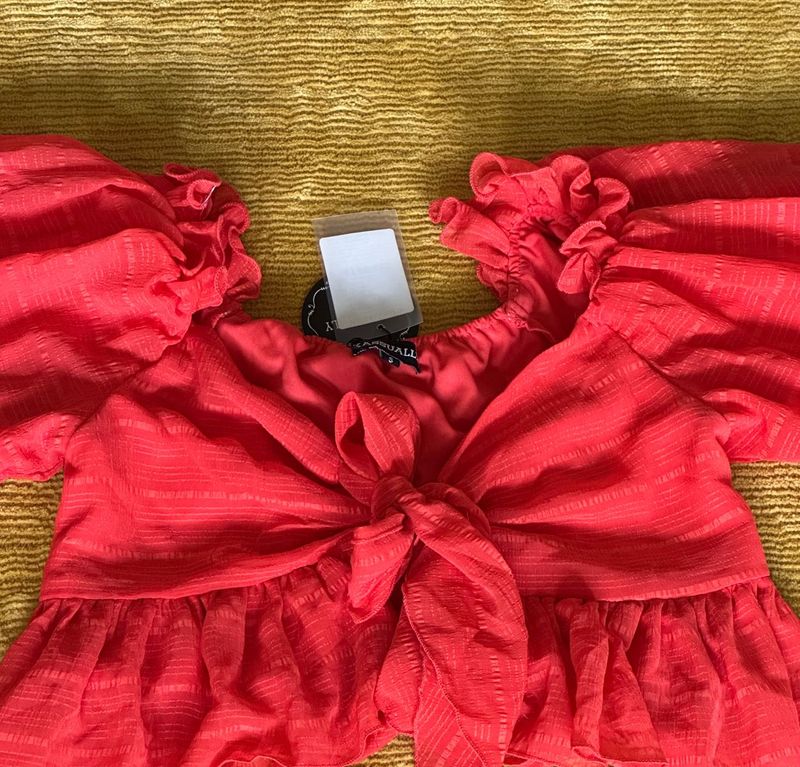 Orange Tie-Front Crop Top