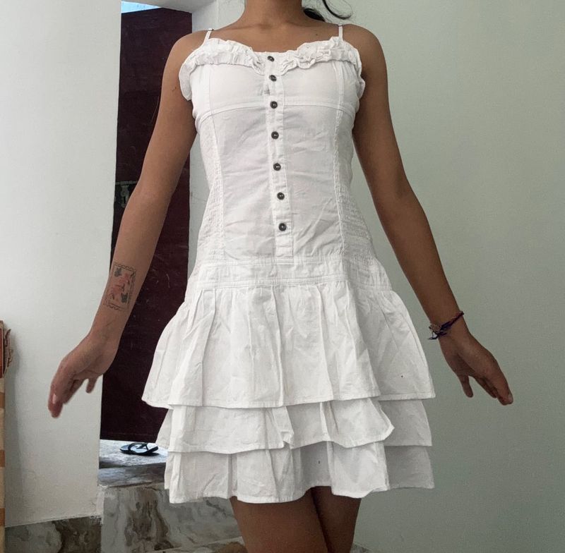 White Tiered Mini Dress