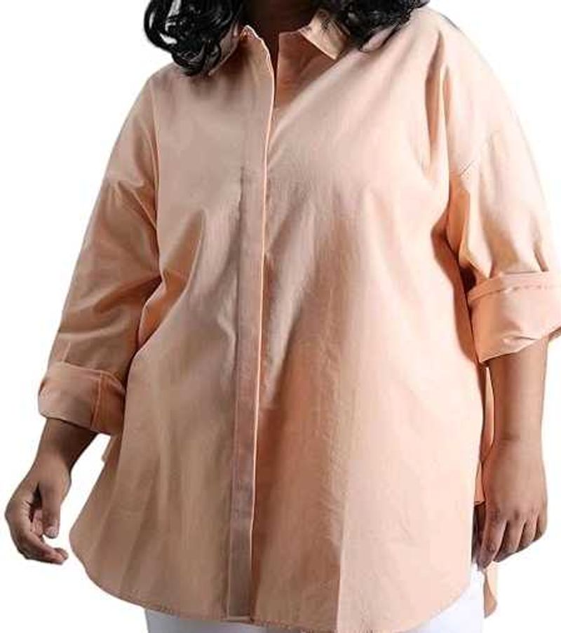 Plus Size Solid Classic Fit Shirt