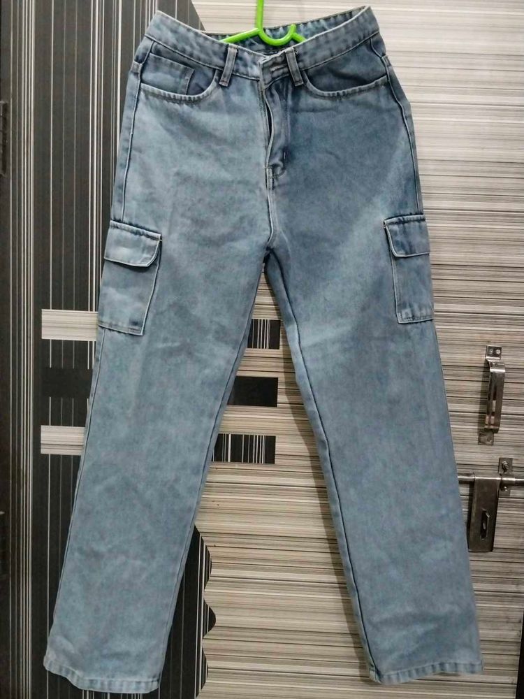 Light Wash Cargo Jeans