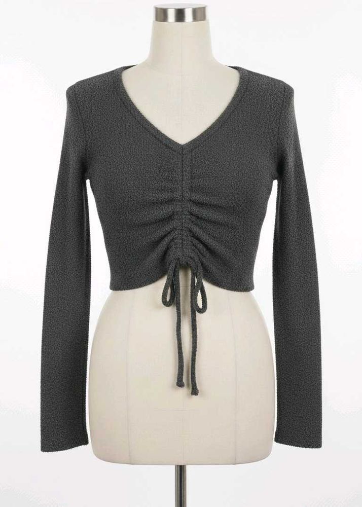 Chic Gray Ruched Crop Top