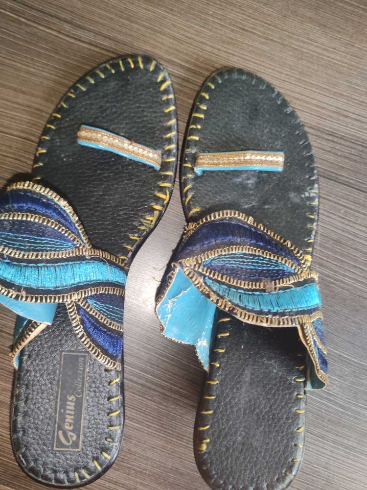 Embroidered Flat Sandals