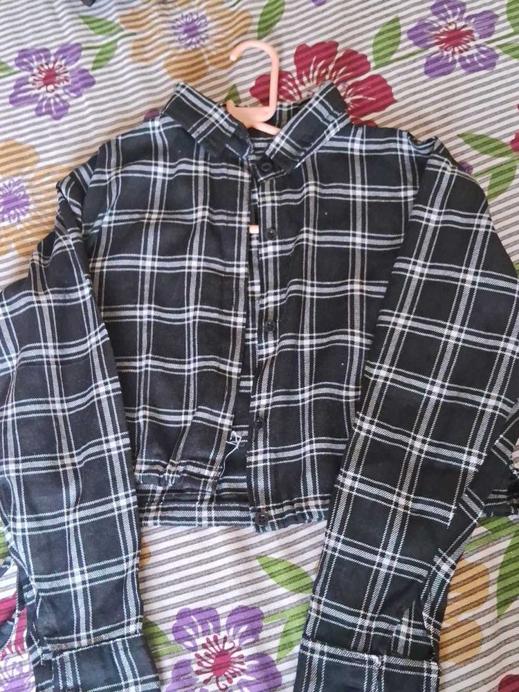 Plaid Crop Top Shirt